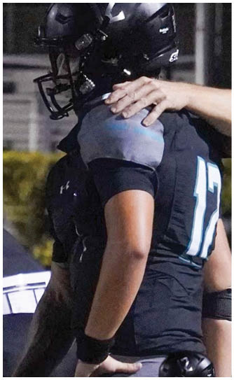 A football player wearing a number 11 jersey. Description generated by AI