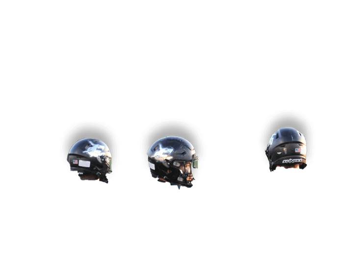Three black helmets are shown. Description generated by AI