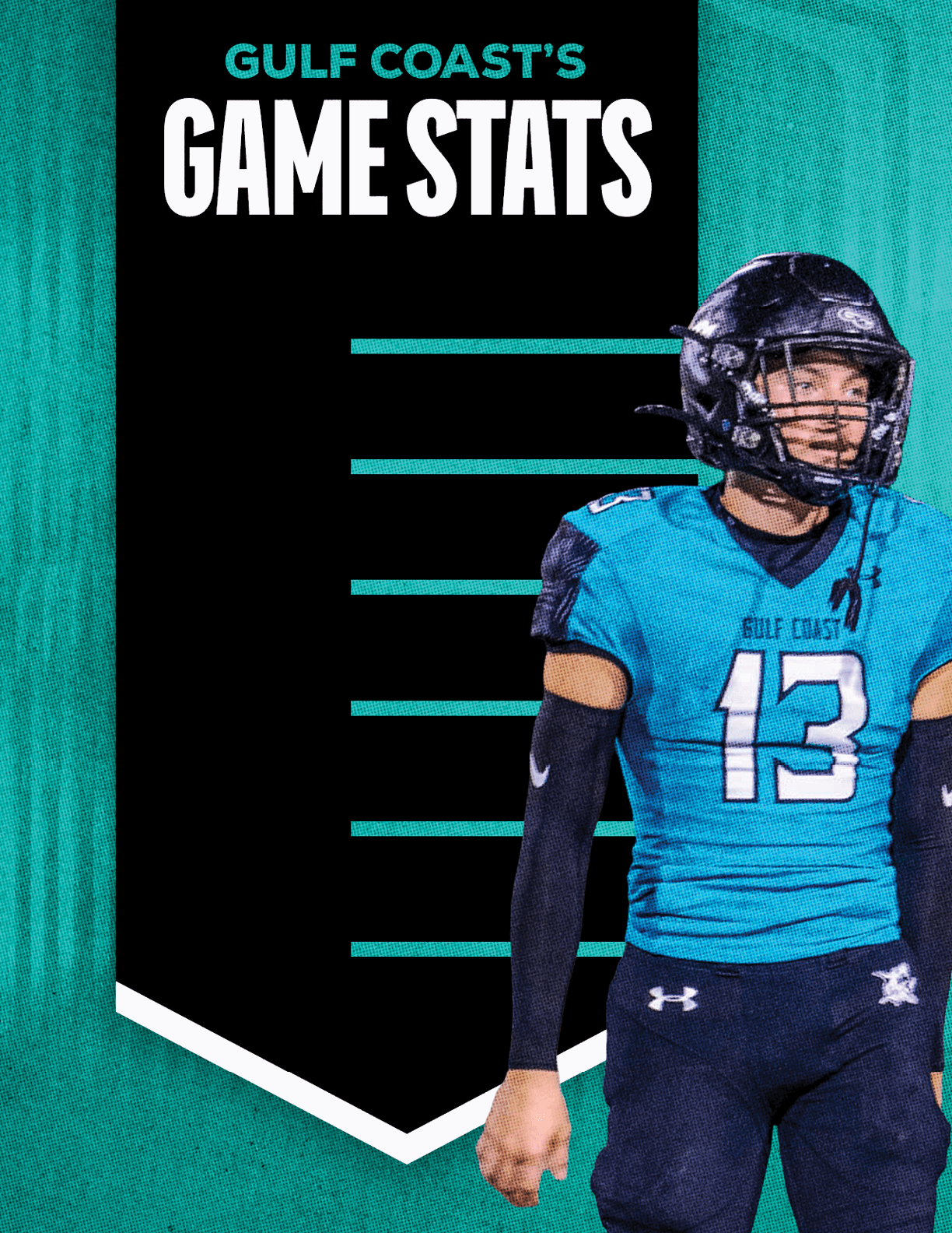 A football player wearing a blue jersey with the number 13 on it. Description generated by AI