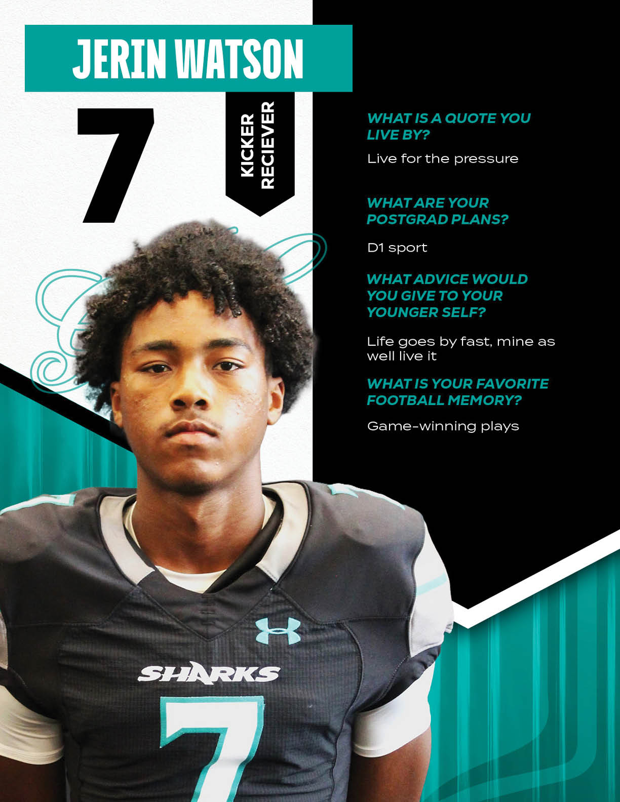 A football player wearing a jersey with the number 0 on it. Description generated by AI