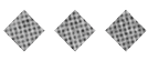 Three diamond-shaped patterns with a textured grid design are evenly spaced on a white background. Description generated by AI