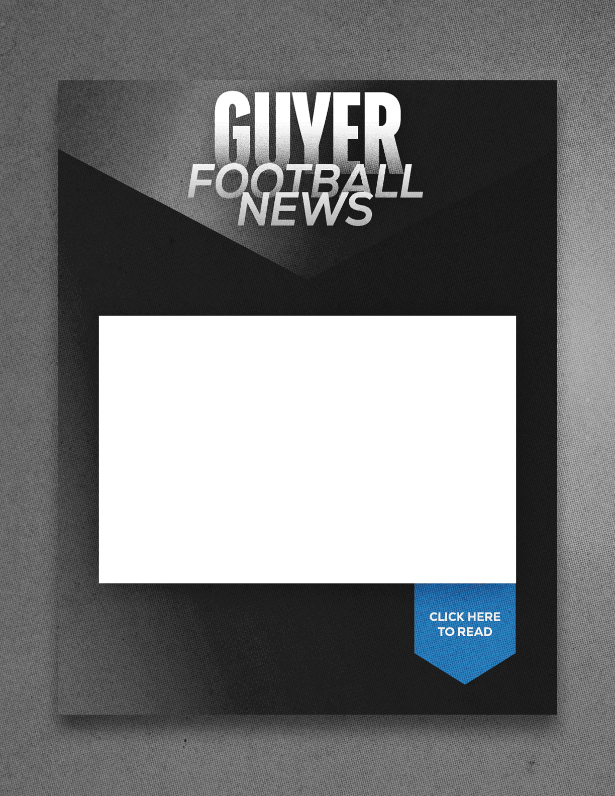 A dark-themed digital flyer with the title “GIVER FOOTBALL NEWS" and a blue ribbon at the bottom right corner that says "CLICK HERE TO READ." Description generated by AI