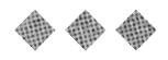 Three black diamond shapes arranged horizontally on a white background. Description generated by AI