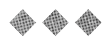 Three diamond-shaped patterns with a grid-like texture are evenly spaced on a white background. Description generated by AI