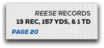page 22,reese RECORDS 13 rec, 157 yds, & 1 T