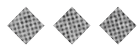 Three black diamond shapes arranged horizontally on a white background. Description generated by AI