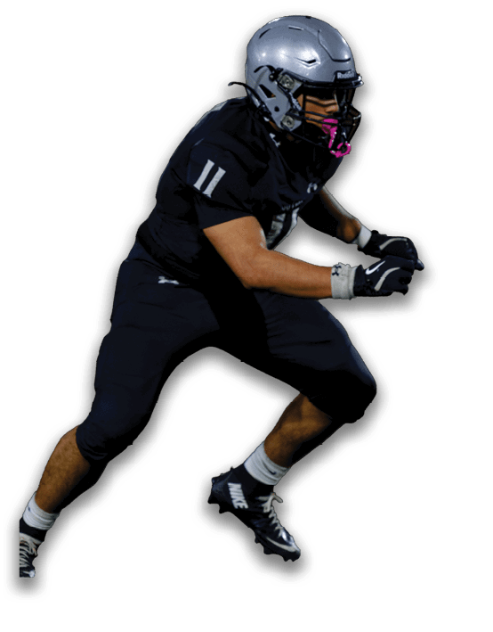 A person wearing athletic clothing and gloves is in a crouched, ready stance with legs bent and arms positioned forward. Description generated by AI