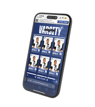 A cell phone with a football team's roster displayed. Description generated by AI