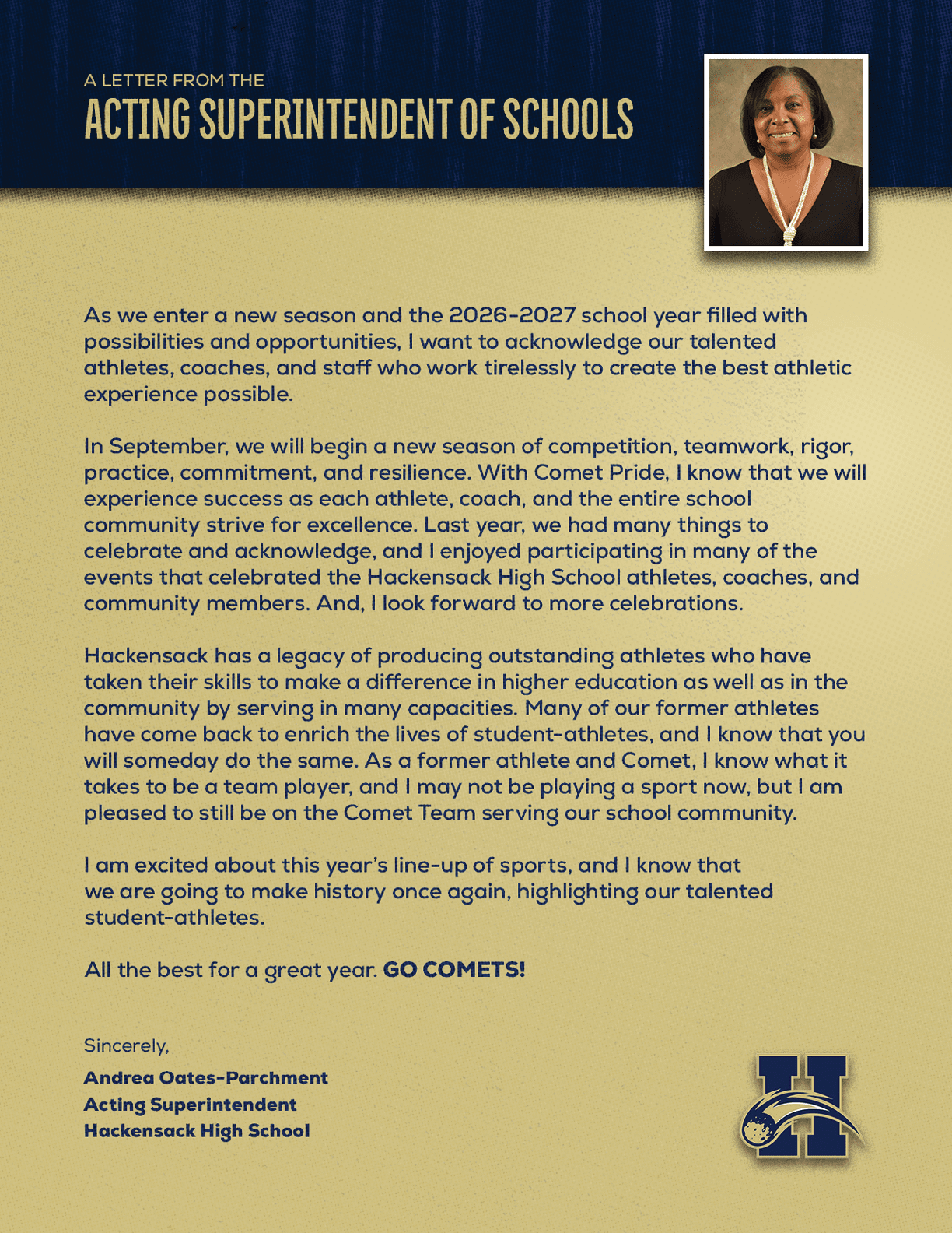 A letter from a football coach. Description generated by AI