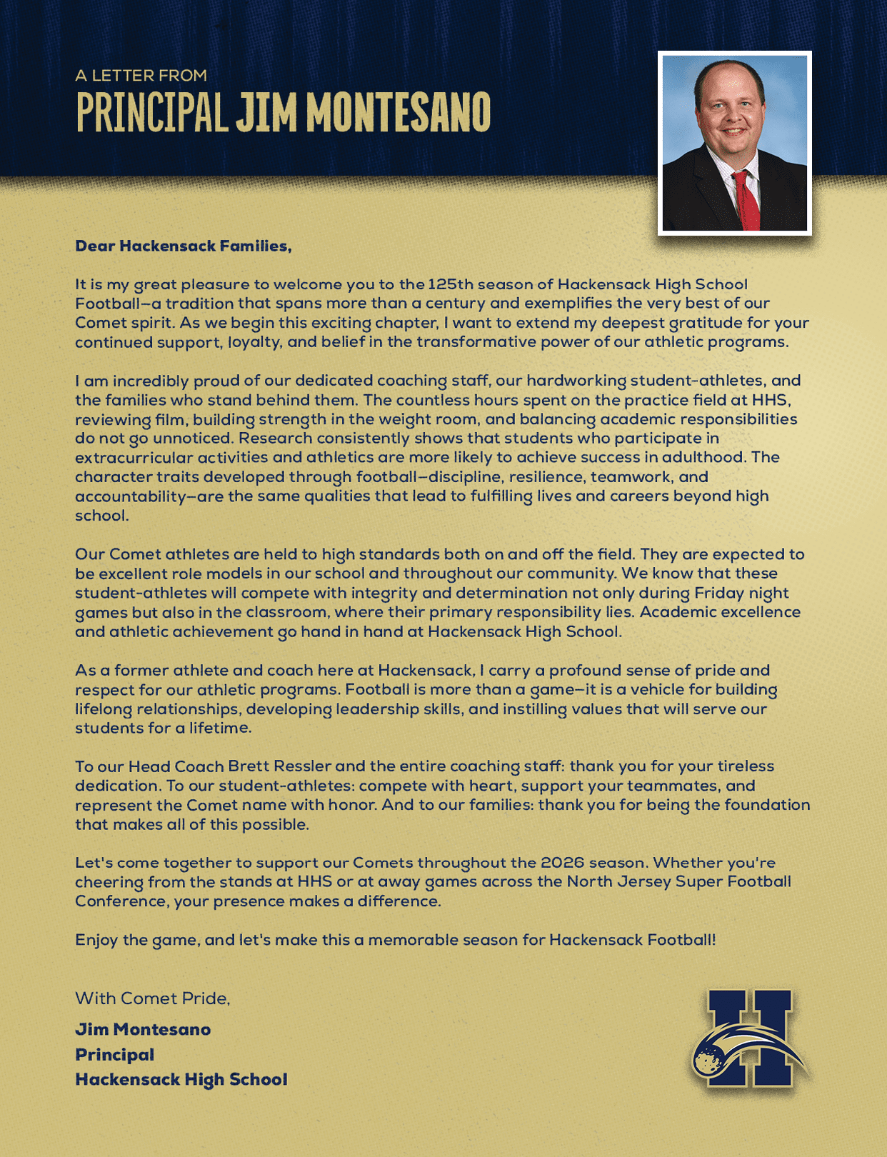 A letter from a football coach. Description generated by AI