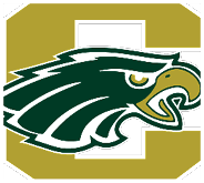 A stylized green eagle head with a gold beak is superimposed on a large gold letter C. Description generated by AI
