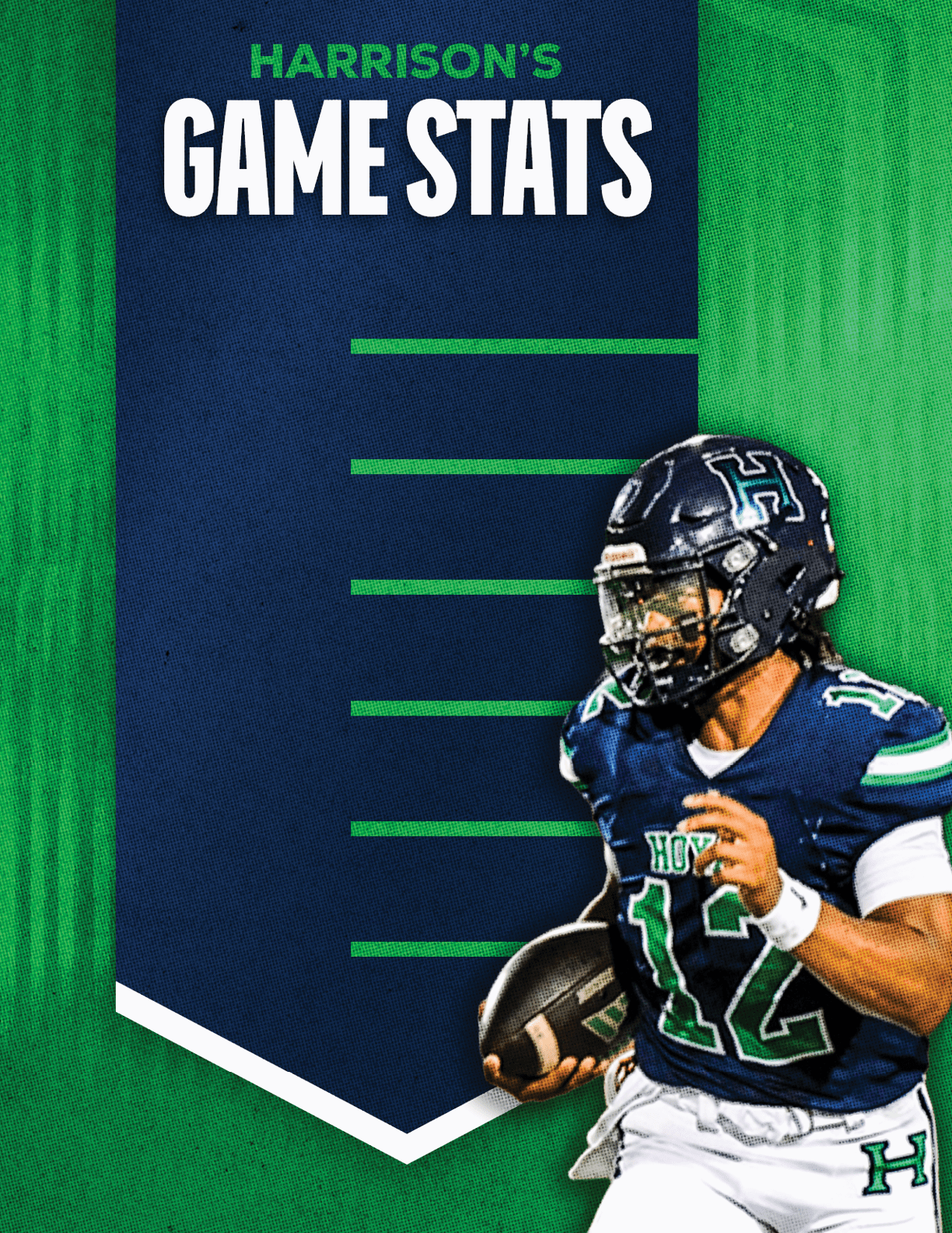 A football player wearing a blue and red jersey. Description generated by AI