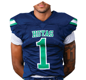 A young man wearing a white jersey with the number 10 on it. Description generated by AI