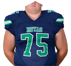 A young man wearing a white jersey with the number 10 on it. Description generated by AI