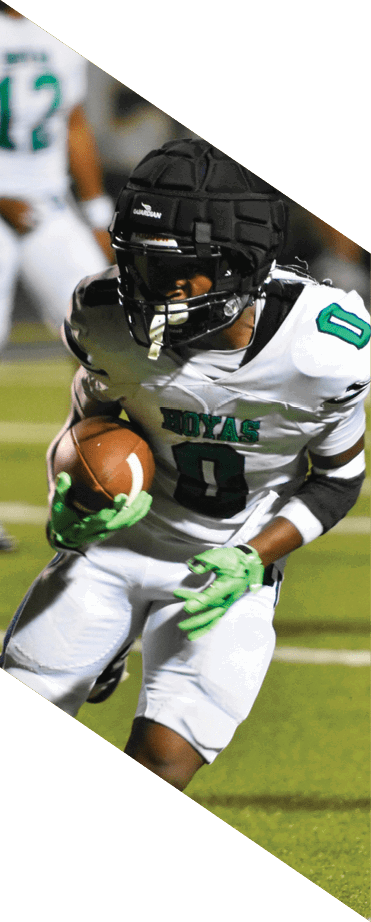 A football player wearing a white jersey with the number 86 catches a football in the air. AI generated content