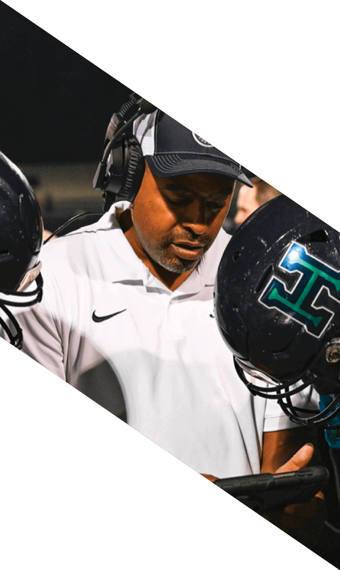Three men wearing football uniforms are posing for a picture. AI generated content