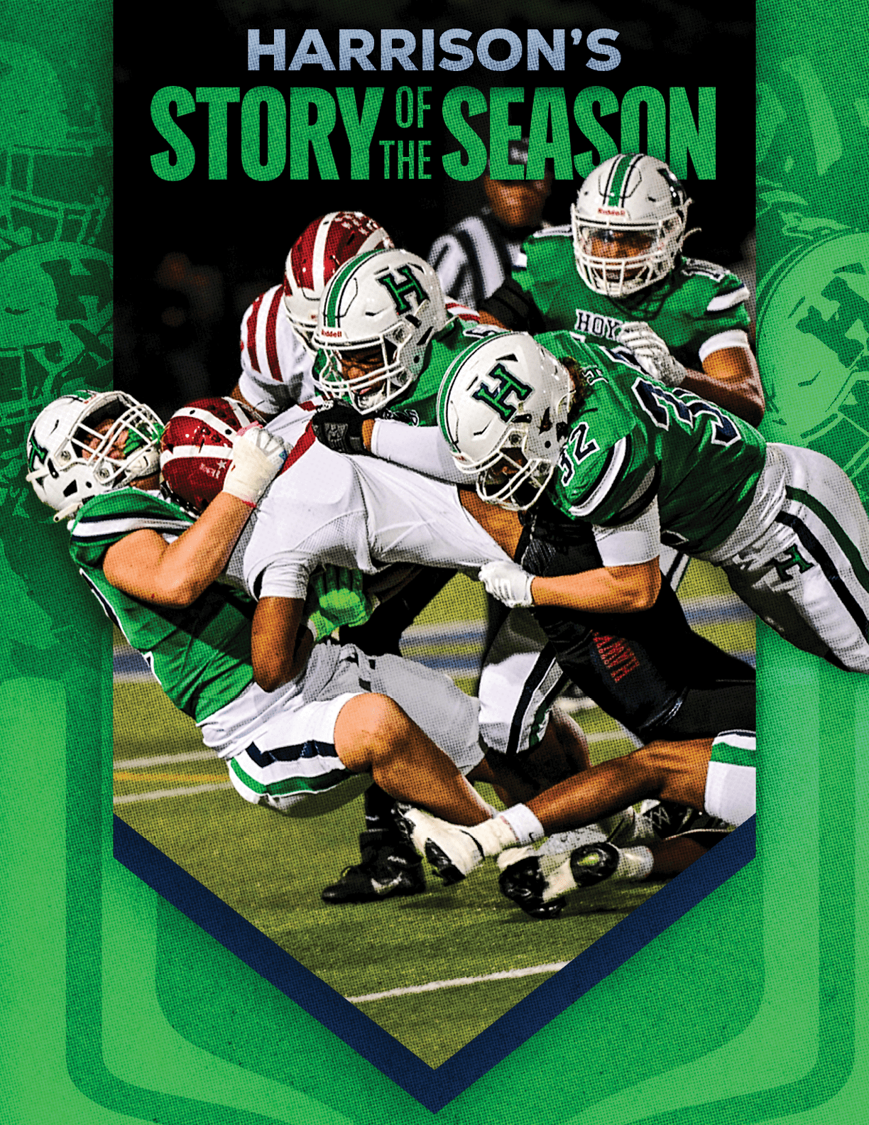 A group of football players huddled together. Description generated by AI