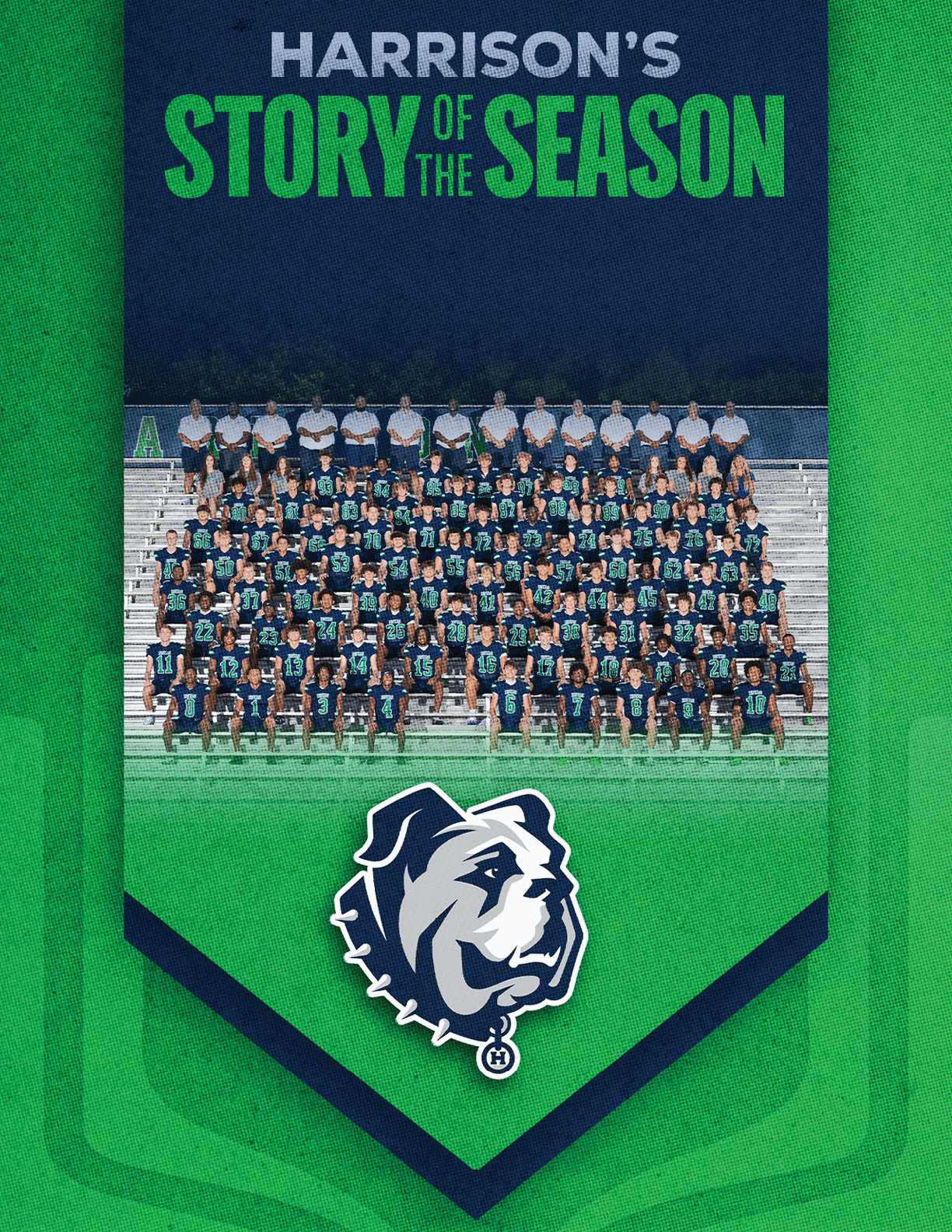 A group of football players huddled together. Description generated by AI