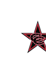 A stylized red and black star with a cursive letter C and E intertwined in the center on a black background. Description generated by AI
