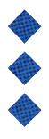 Three black diamond shapes stacked vertically on a white background. Description generated by AI