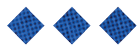 Three blue diamond shapes with a grid pattern are evenly spaced on a white background. Description generated by AI