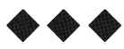 Three black diamond shapes with a subtle checkered pattern are evenly spaced on a white background. Description generated by AI
