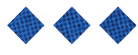 Three blue diamond shapes with a grid pattern are evenly spaced on a white background. Description generated by AI