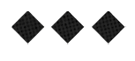 Three blue diamond shapes with a textured pattern are evenly spaced on a white background. Description generated by AI