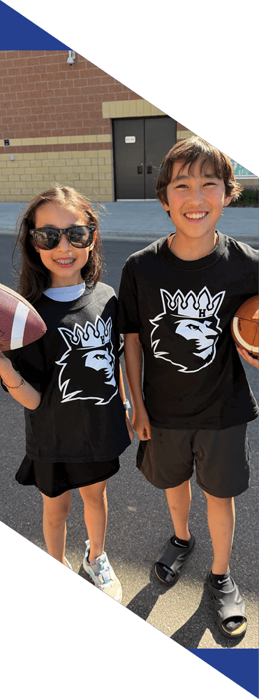 Two young men wearing football uniforms and making hand gestures. AI generated content