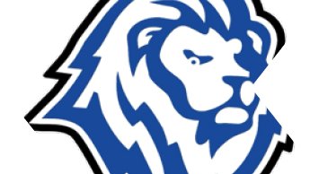 A blue and white bull head. Description generated by AI