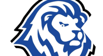 A blue and white bull head. Description generated by AI
