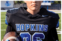 A young man wearing a white jersey with the number 10 on it. Description generated by AI