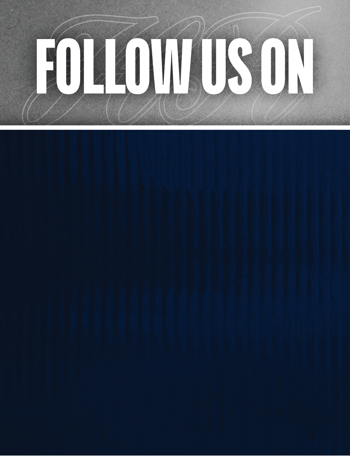 A black and red sign that says Follow Us On. Description generated by AI