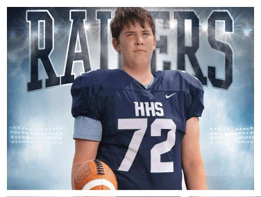 Two football players wearing black jerseys and holding hands. Description generated by AI
