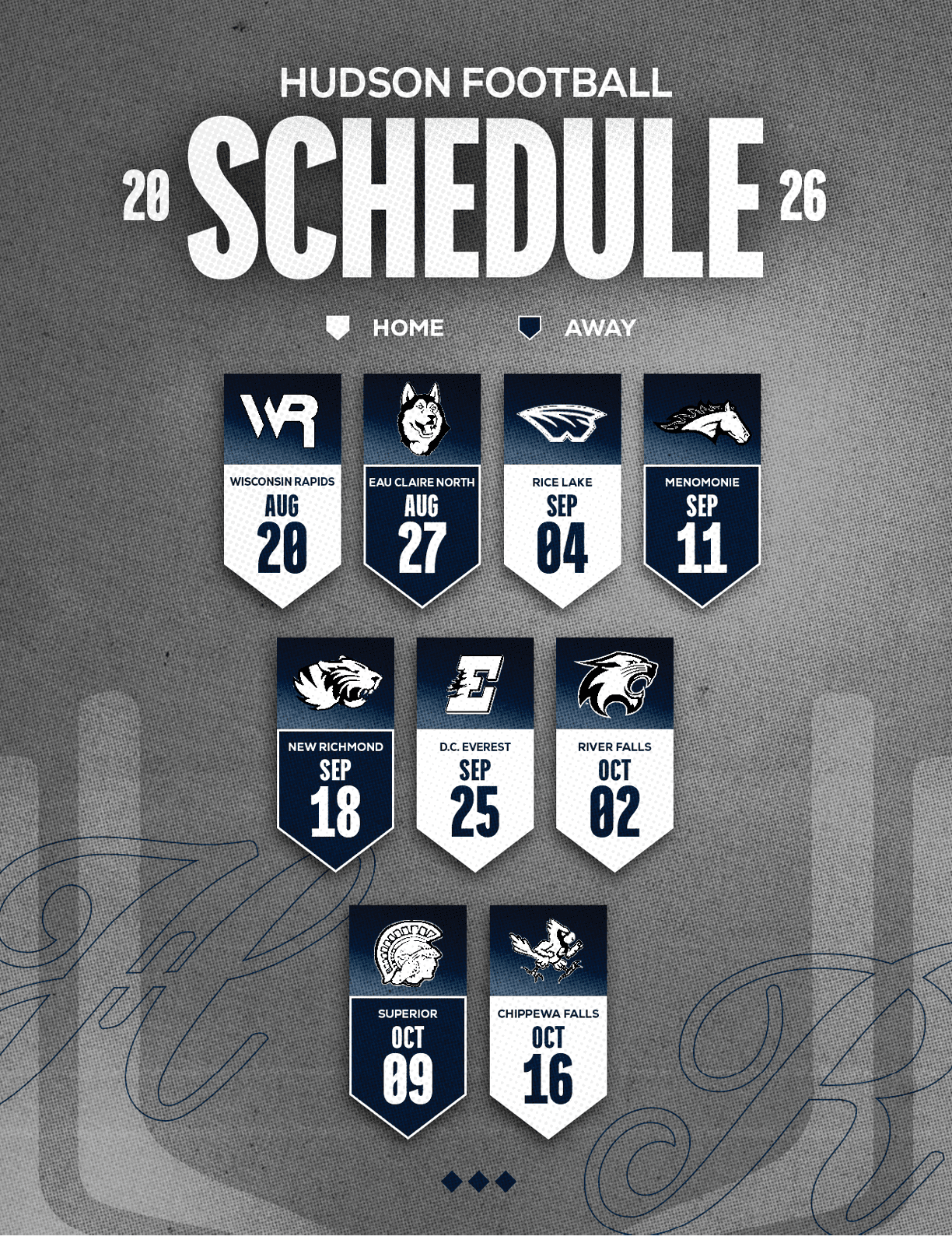 A red and white schedule for Sun Prairie East Football. Description generated by AI