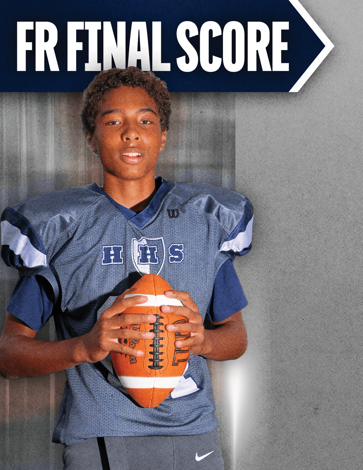 A football player with a white helmet. Description generated by AI
