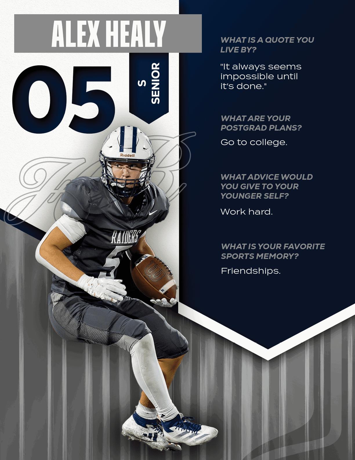 A football player wearing a blue and red jersey with the number 15 on the back. Description generated by AI
