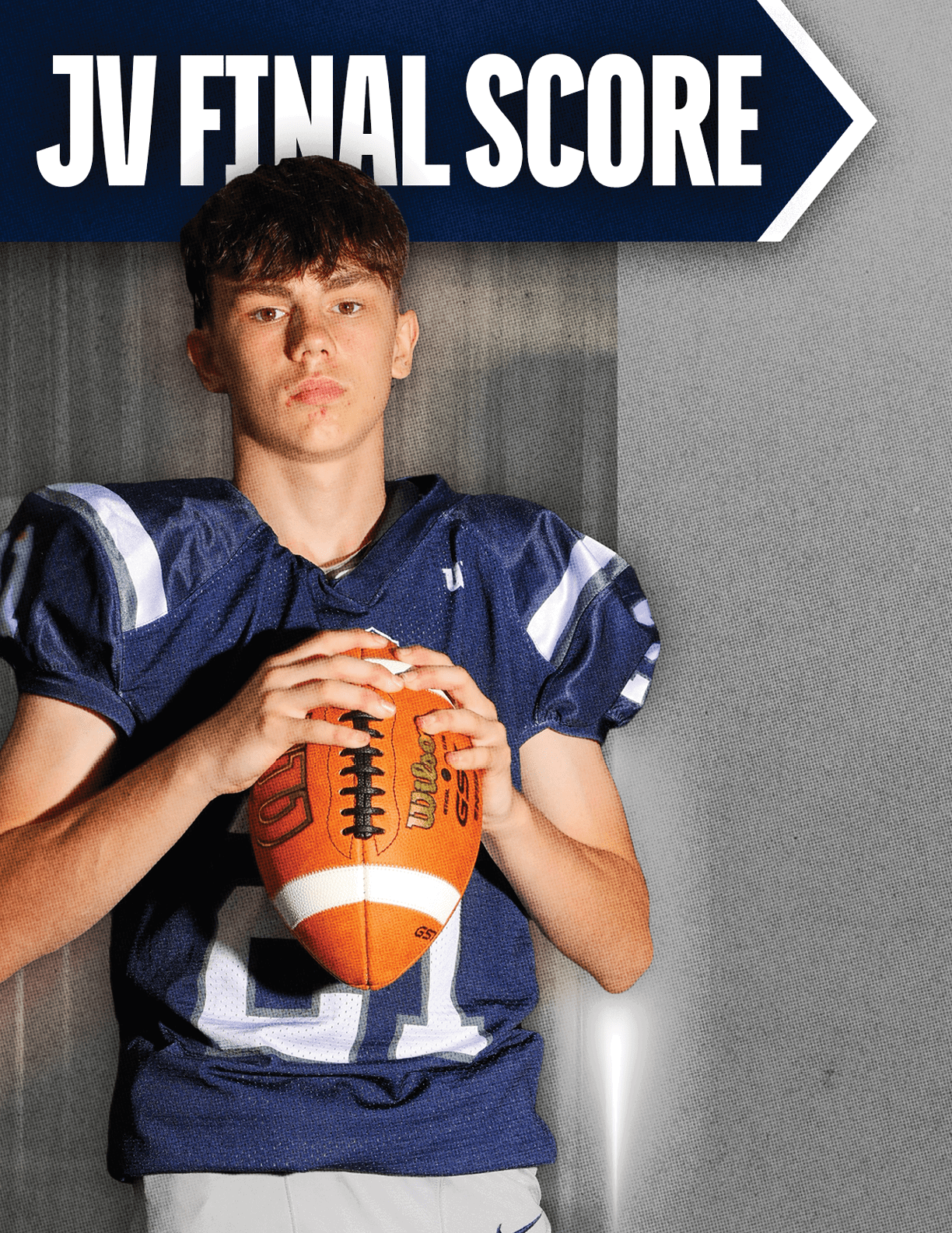 A football player with a white helmet. Description generated by AI