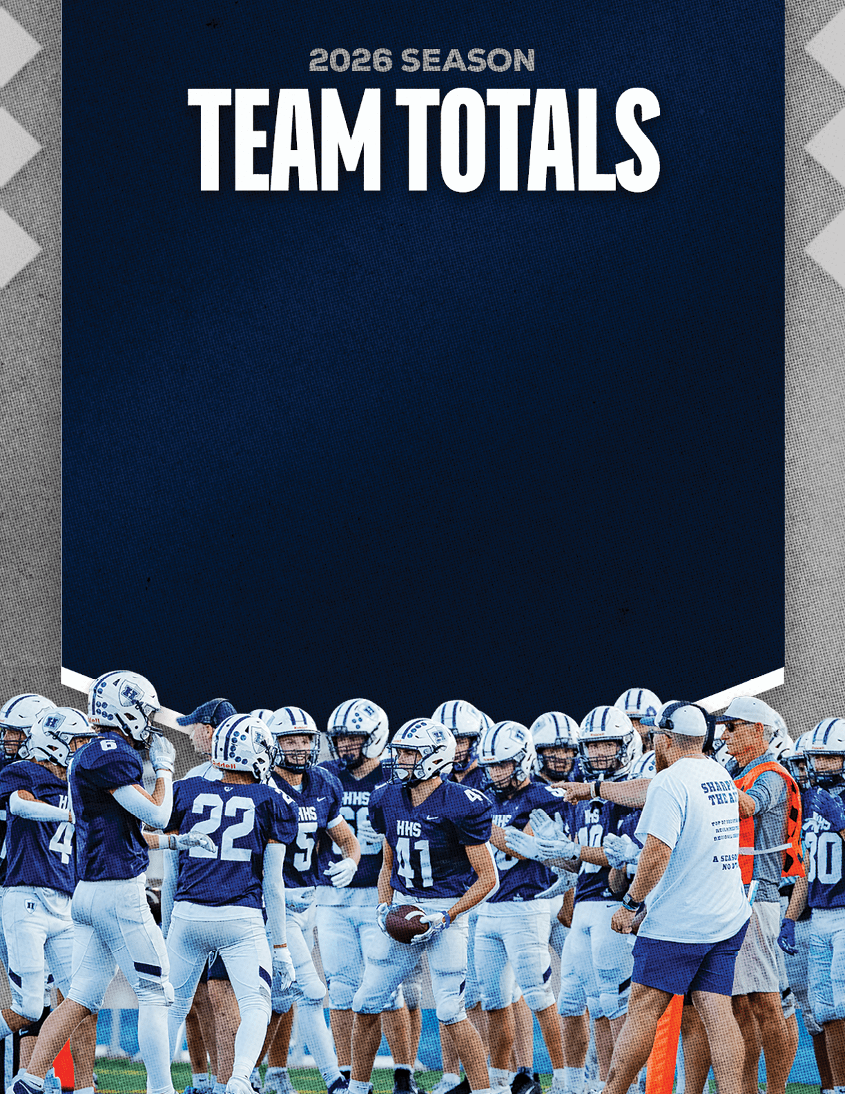A group of football players standing on the field. Description generated by AI