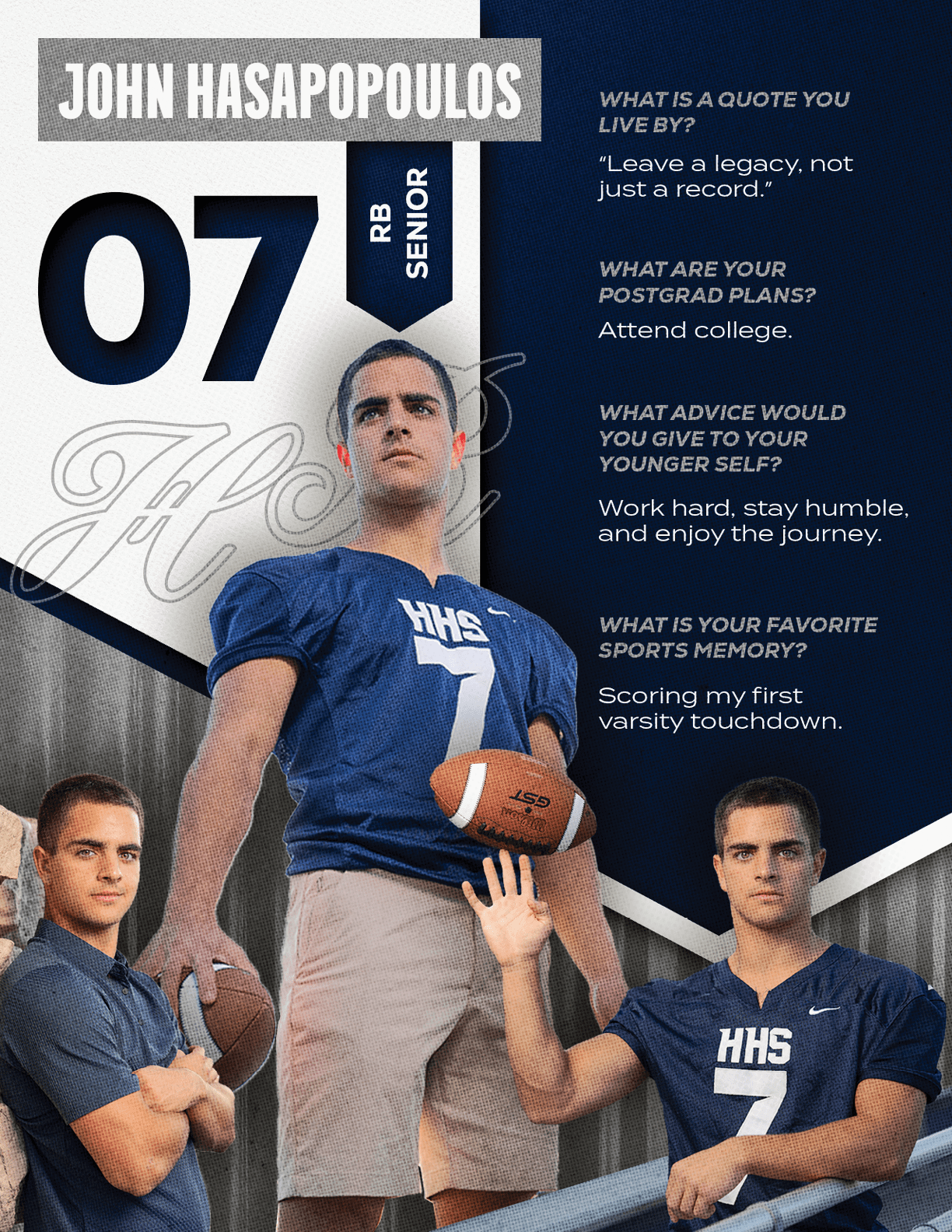 A football player wearing a blue and red jersey with the number 15 on the back. Description generated by AI