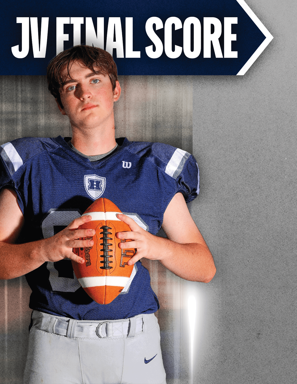 A football player with a white helmet. Description generated by AI
