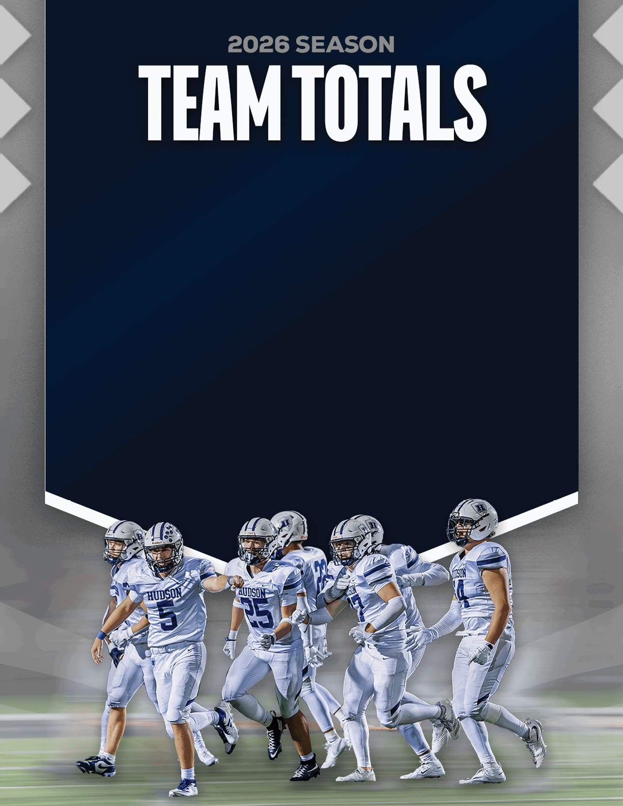 A group of football players standing on the field. Description generated by AI