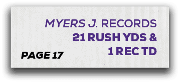 page 17,myers j. RECORDS 21 rush yds & 1 rec t