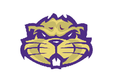 A stylized cartoon beaver head with a purple outline, yellow face, prominent front teeth, and an intense expression. Description generated by AI