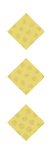Three yellow diamond shapes with a pattern of small circles inside each are arranged vertically on a white background. Description generated by AI