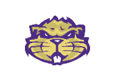 A stylized cartoon beaver head with prominent front teeth and a purple outline. Description generated by AI