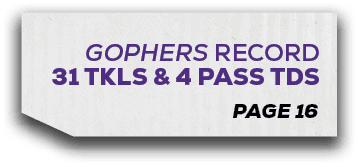 page 16,gophers RECORD 31 tkls & 4 pass td