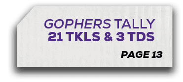 page 13,gophers tally 21 tkls & 3 td