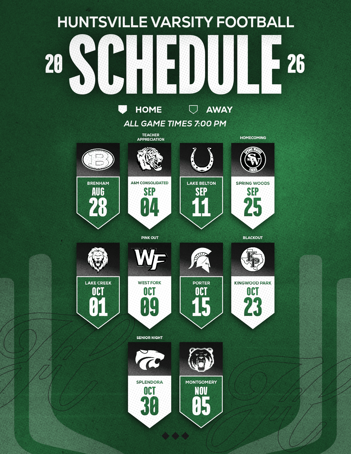 A red and white schedule for Sun Prairie East Football. Description generated by AI