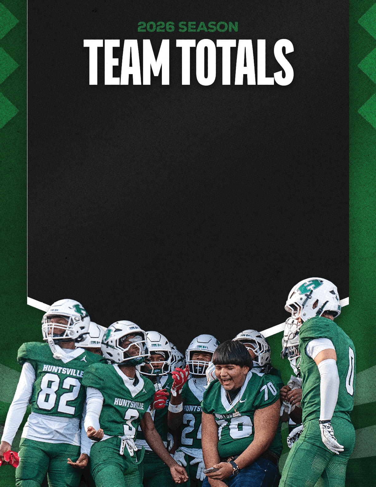 A group of football players standing on the field. Description generated by AI
